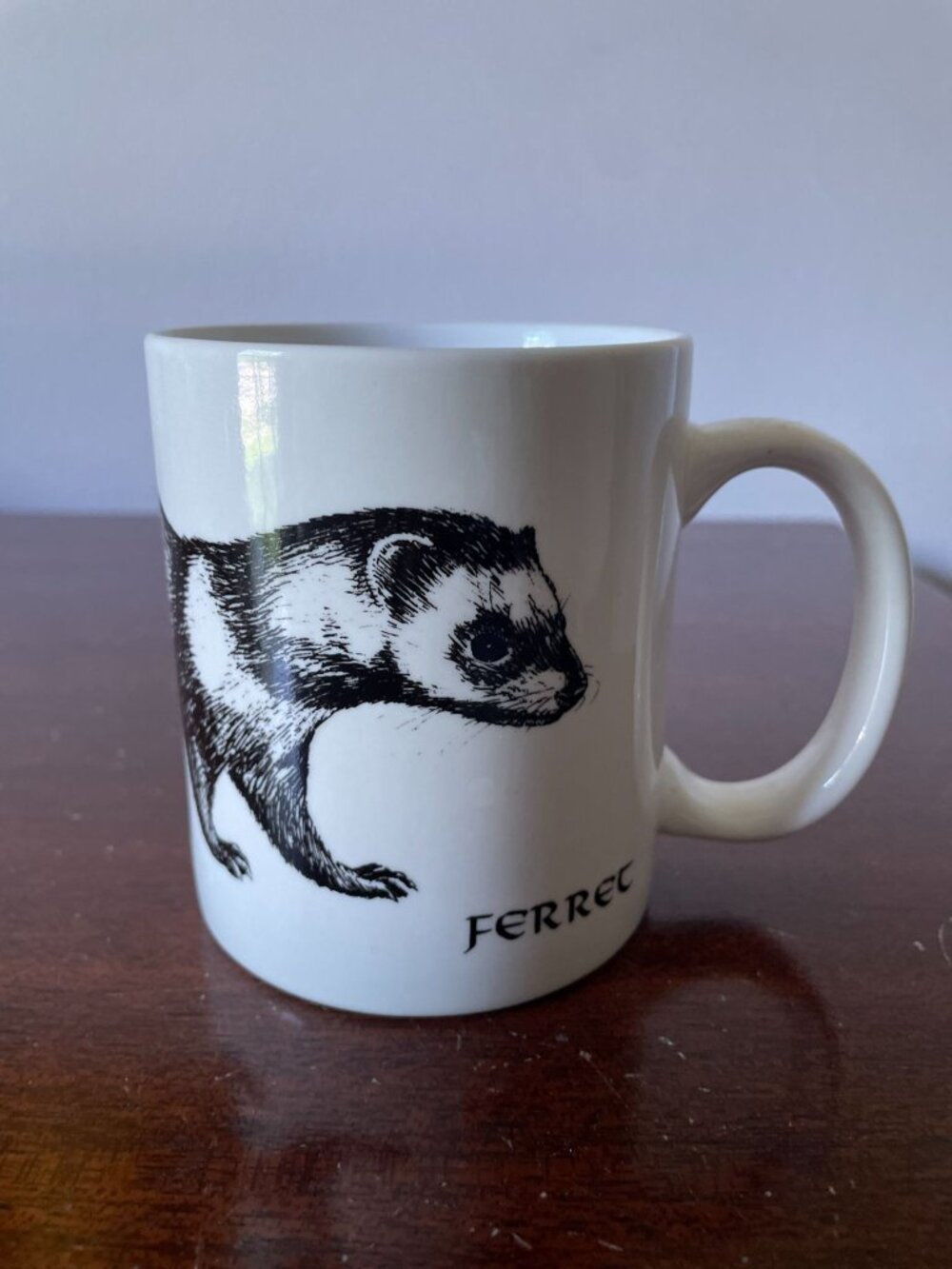 Vintage Ferret Ceramic Mug Porcelain By Rosalinde Black and White Animal Mug